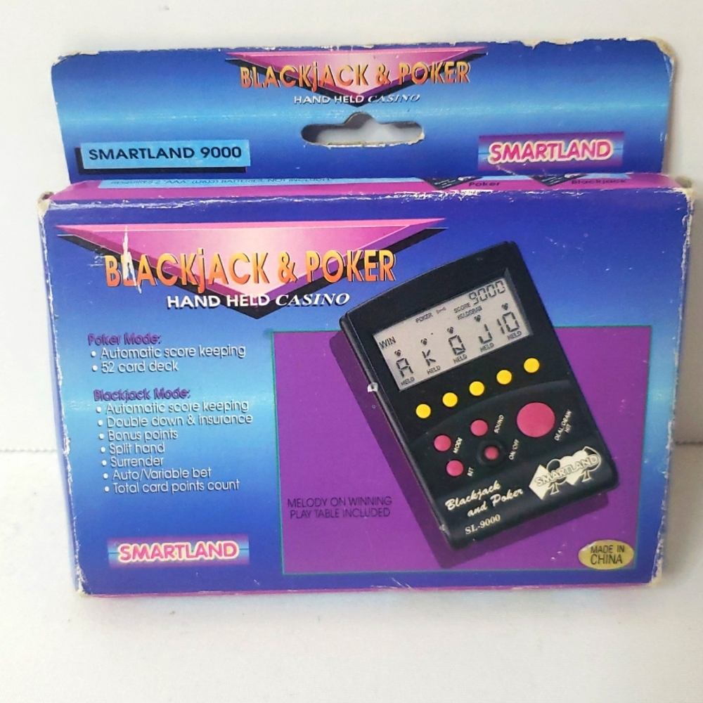 Vintage NWOT Smartland 9000 Blackjack And Poker Hand Held Casino Machine Black